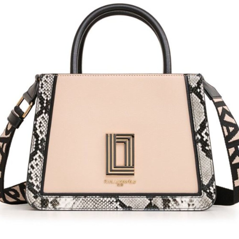 Karl Lagerfeld Cream and Black Crossbody Bag with Structured Design-Brand New